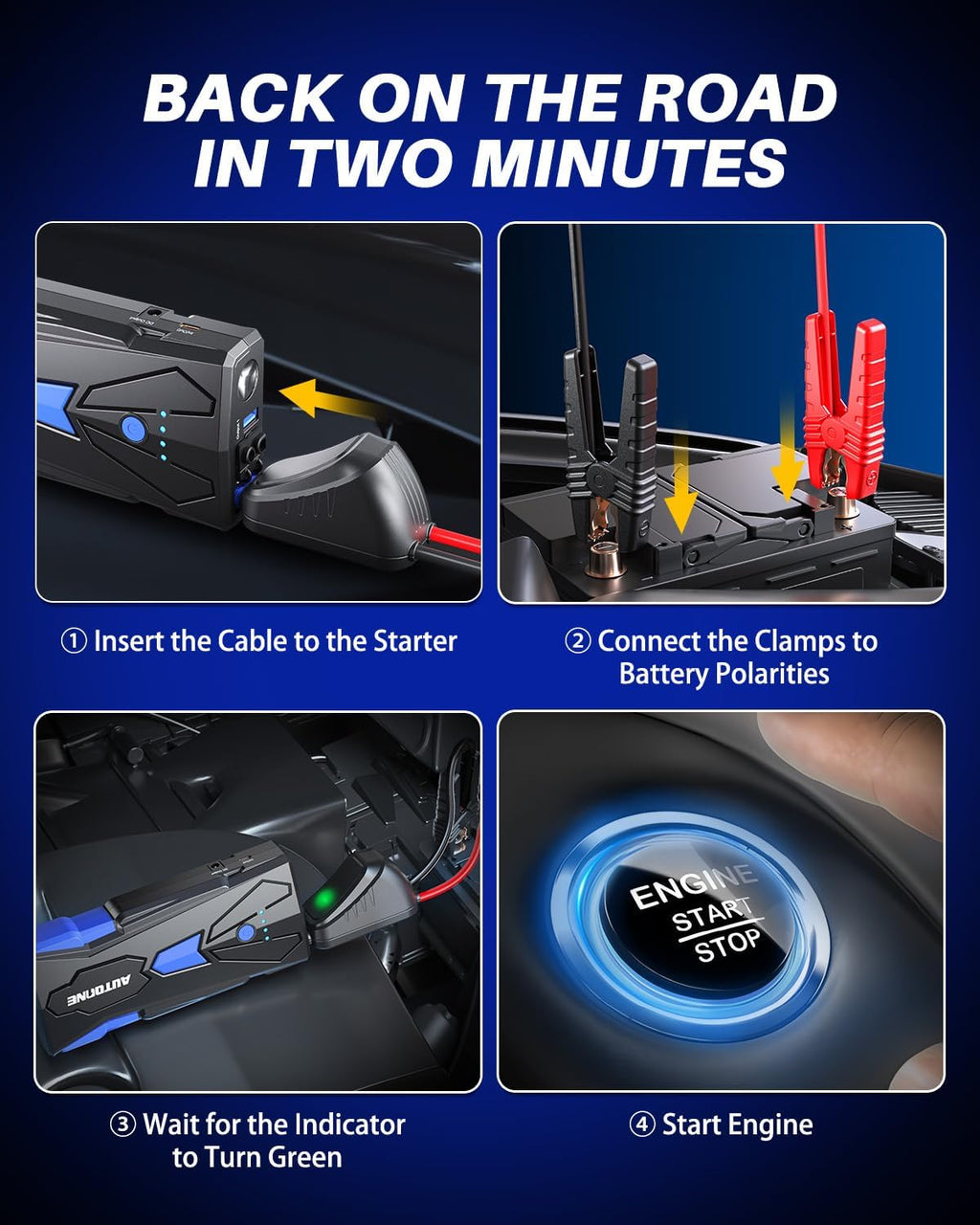 6000A Car Battery Jump Starter Up to All Gas & 12L Diesel Engine, Car Battery Jumper Starter Portable 12V Jump Box