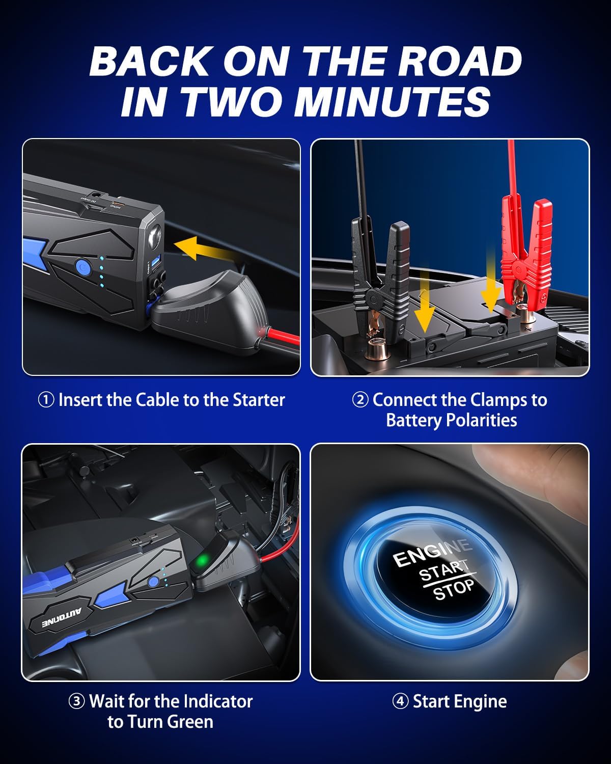 6000A Car Battery Jump Starter Up to All Gas & 12L Diesel Engine, Car Battery Jumper Starter Portable 12V Jump Box