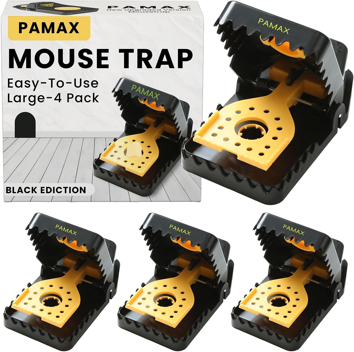 Mouse Traps Indoor for Home, 4-Pack Reusable Humane Snap Traps | Rat & Mice Traps for Outdoor, Voles, Chipmunks
