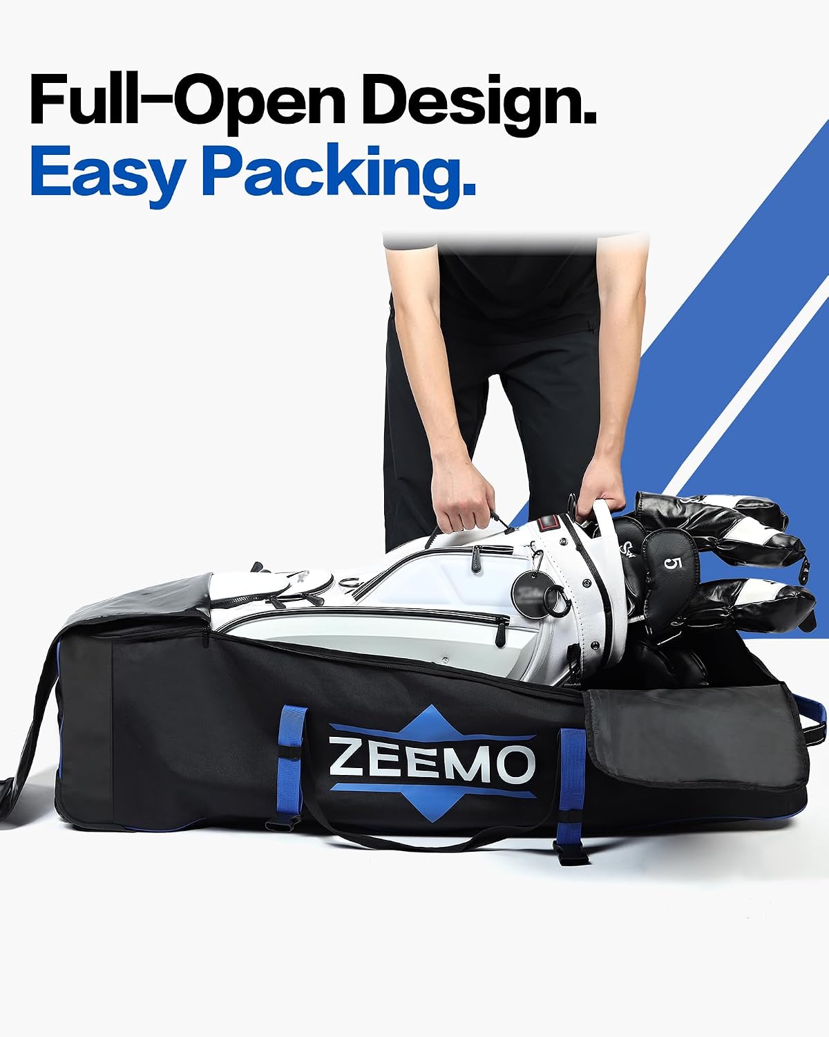 Full-Open Golf Travel Bag for Airlines, Wheeled Club Carrier Bag