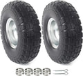 (2-Pack) 10-Inch Solid Rubber Tire Wheels - Replacement 4.10/3.50-4" Flat Free Tire with 5/8" Bearings, 2.2" Offset