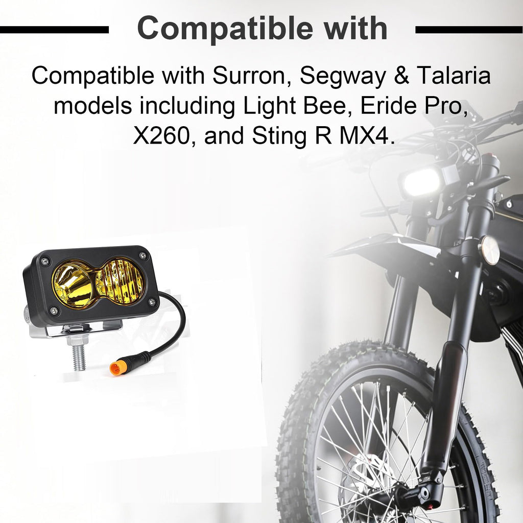 Universal 3 Pin E-Bike Headlight 20W 6500K LED Front Light Yellow