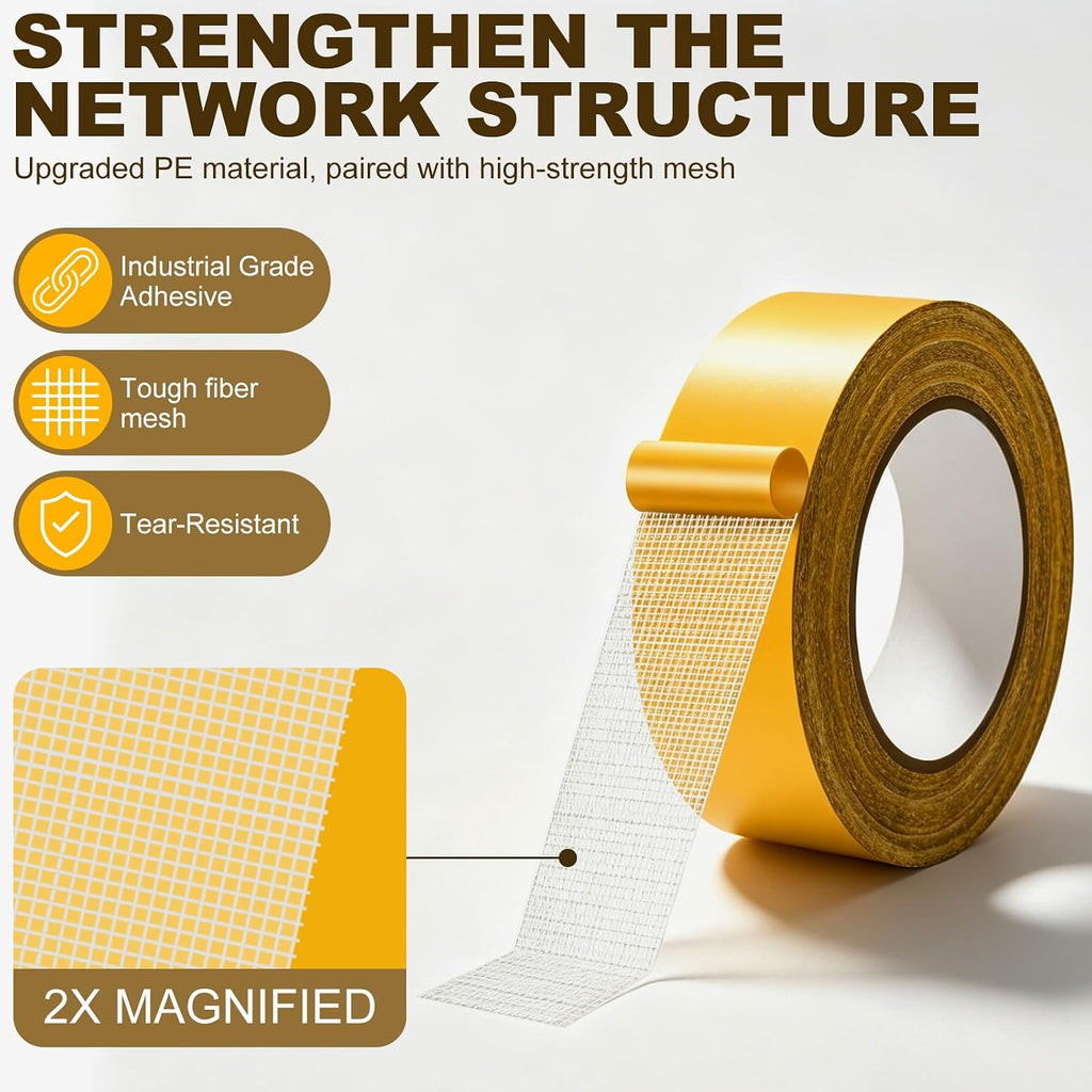 High Tack Double Sided Mesh Tape, 3 Roll Value Pack (0.4", 0.8" & 1.2" X 33ft)