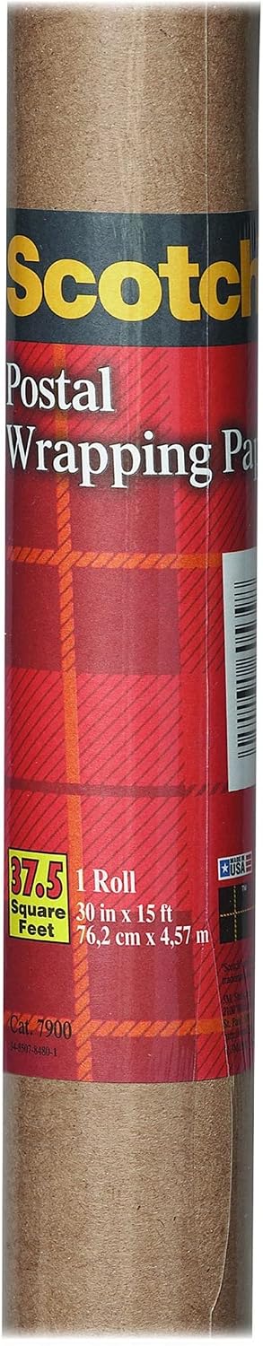 Scotch Postal Wrapping Paper, 30 Inches x 15-Feet, Kraft Paper