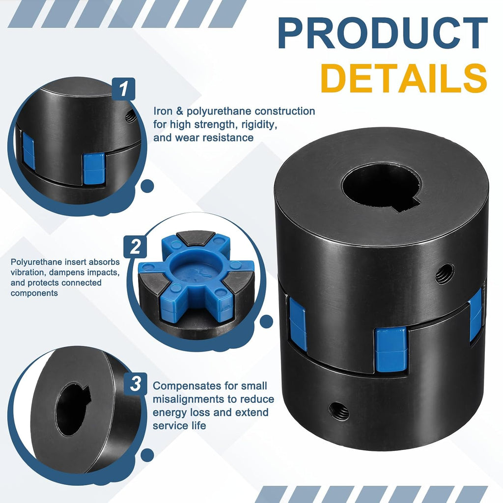 MECCANIXITY L075 Flexible Shaft Coupling 1/2" to 5/8" Bore Coupler Set
