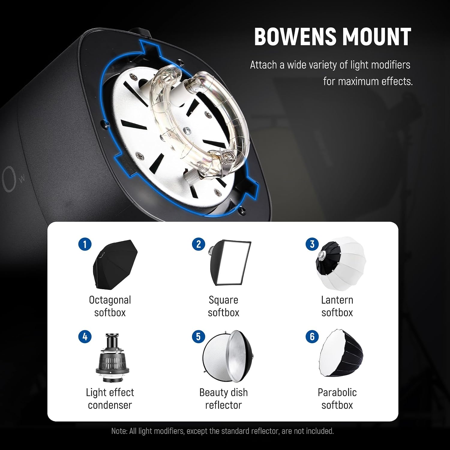 800Ws Studio Monolight Flash Light Kit (2 Pack), S101-400W 5600K Strobe Light with 150W Modeling Lamp/Bowens