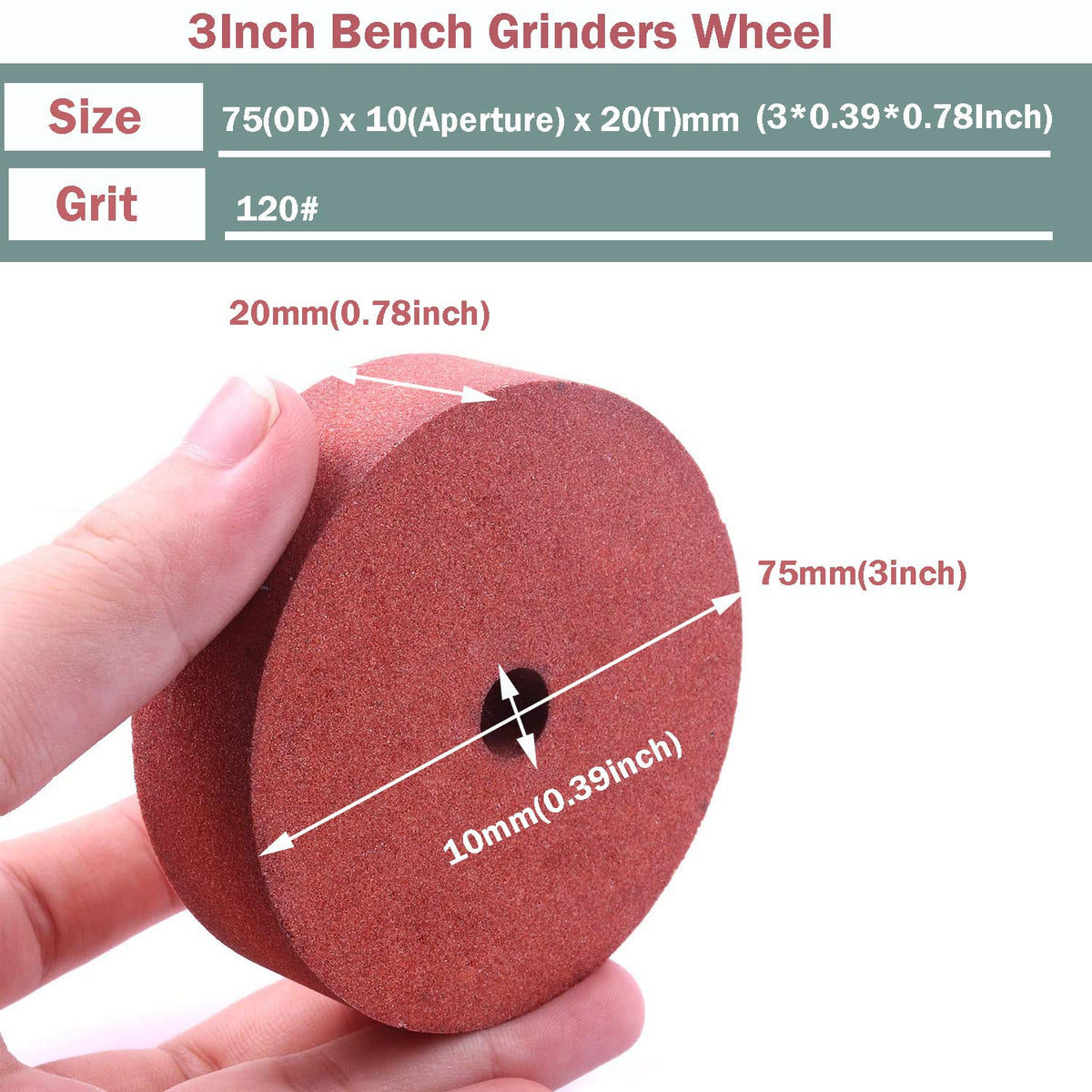 3 inch Grinding Wheel,120# Grinding Polishing Wheel Replacement Wheel for Mini Bench Grinder