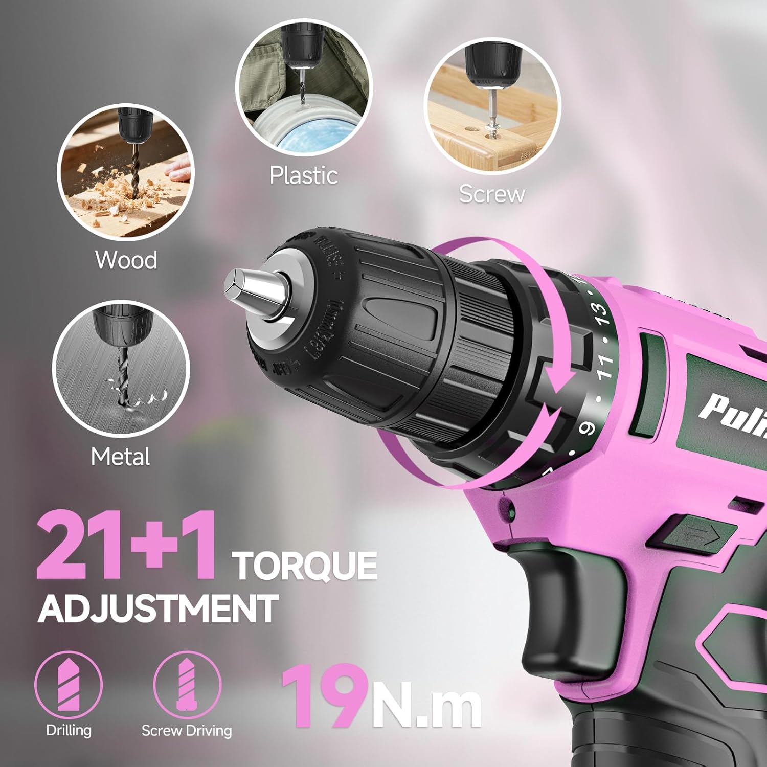 Drill Set, 149-Piece Home Tool Set with 12V Pink Cordless Drill, Tool Box, Hand Tool Kits for Women & Men and DIY