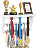 Medal Hanger Display, Large Capacity Trophy and Medal Display Shelf | Natural Solid Wood, Anti-Slip Groove, Widening