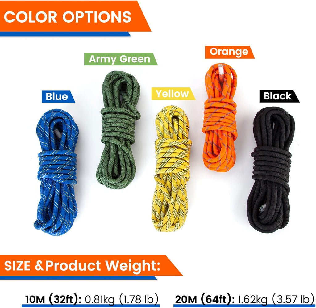Rock Climbing Rope, Outdoor Static Climbing Rope, 10mm High Strength Safety Rope, Hiking Tree Climbing Fire Escape