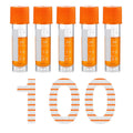 100PCS 2ml Plastic Cryovial Cryogenic Vial Tube, Orange Cap