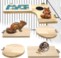Wooden Hamster Cage Platform Set Wood Chinchilla Ledges and Platforms Rectangle L-Shaped Round Cage Accessories with