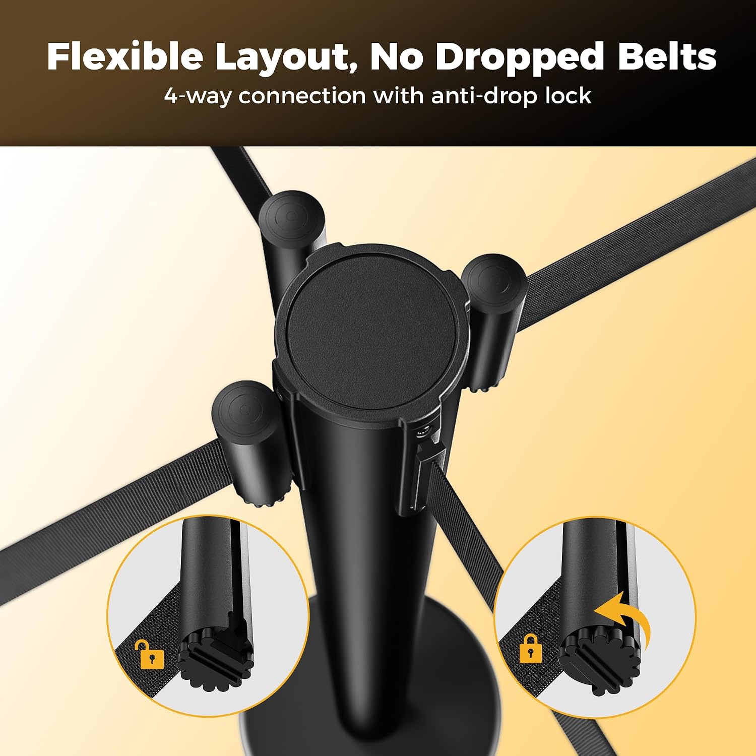 2 Pack Crowd Control Stanchions, 8.2ft Retractable Belt, 11 Lbs Base | Stainless Steel and No Fill Concrete Metal