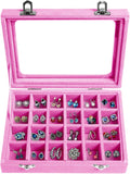 Velvet Jewelry Box 24 Grid Jewelry Earrings Display Organiser Box Ring Tray Holder Earrings Storage Case for Girls