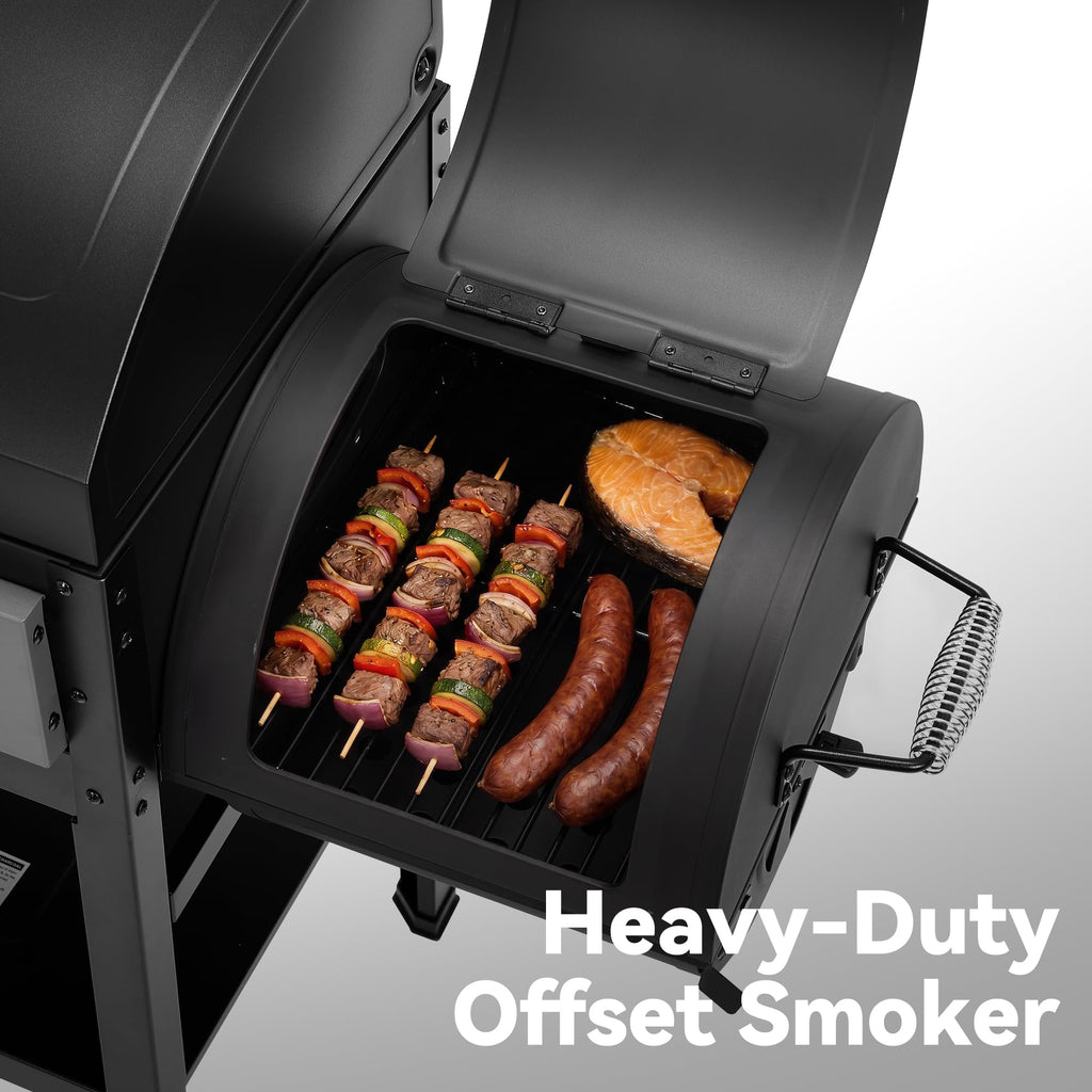 ZH3006Y 2-Burner Gas and Charcoal Grill Combo, Offset Smoker