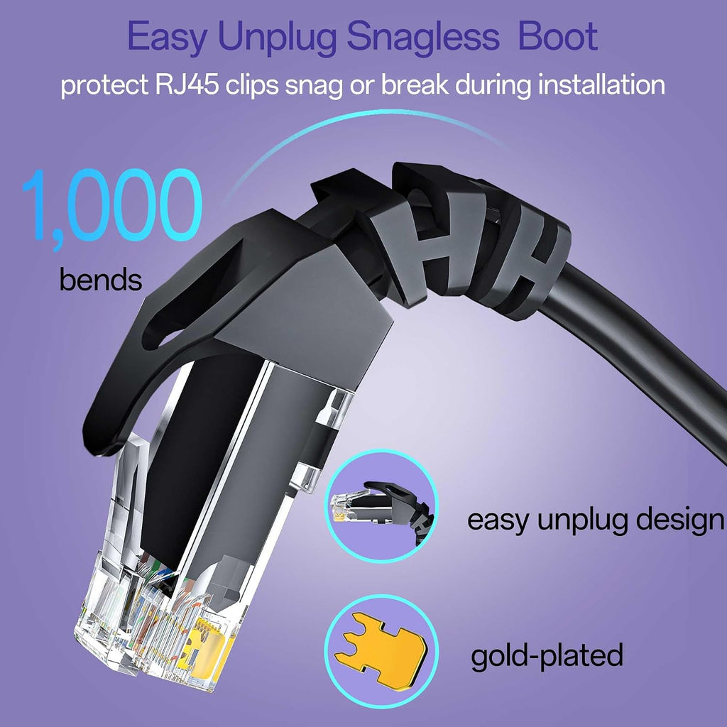 Cat 6 Ethernet Cable 50FT Outdoor&Indoor, Cat6 Ethernet Patch Cable 10Gbps, High-Speed UTP Cat6 Network Cable Pure