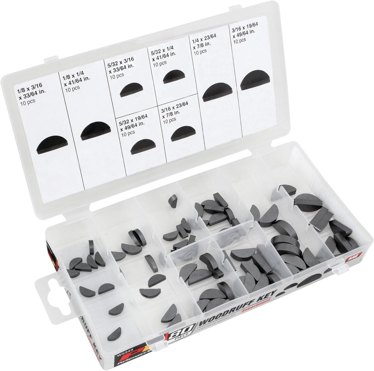 Performance Tool W5343 80-Piece SAE Woodruff Key Assortment Kit