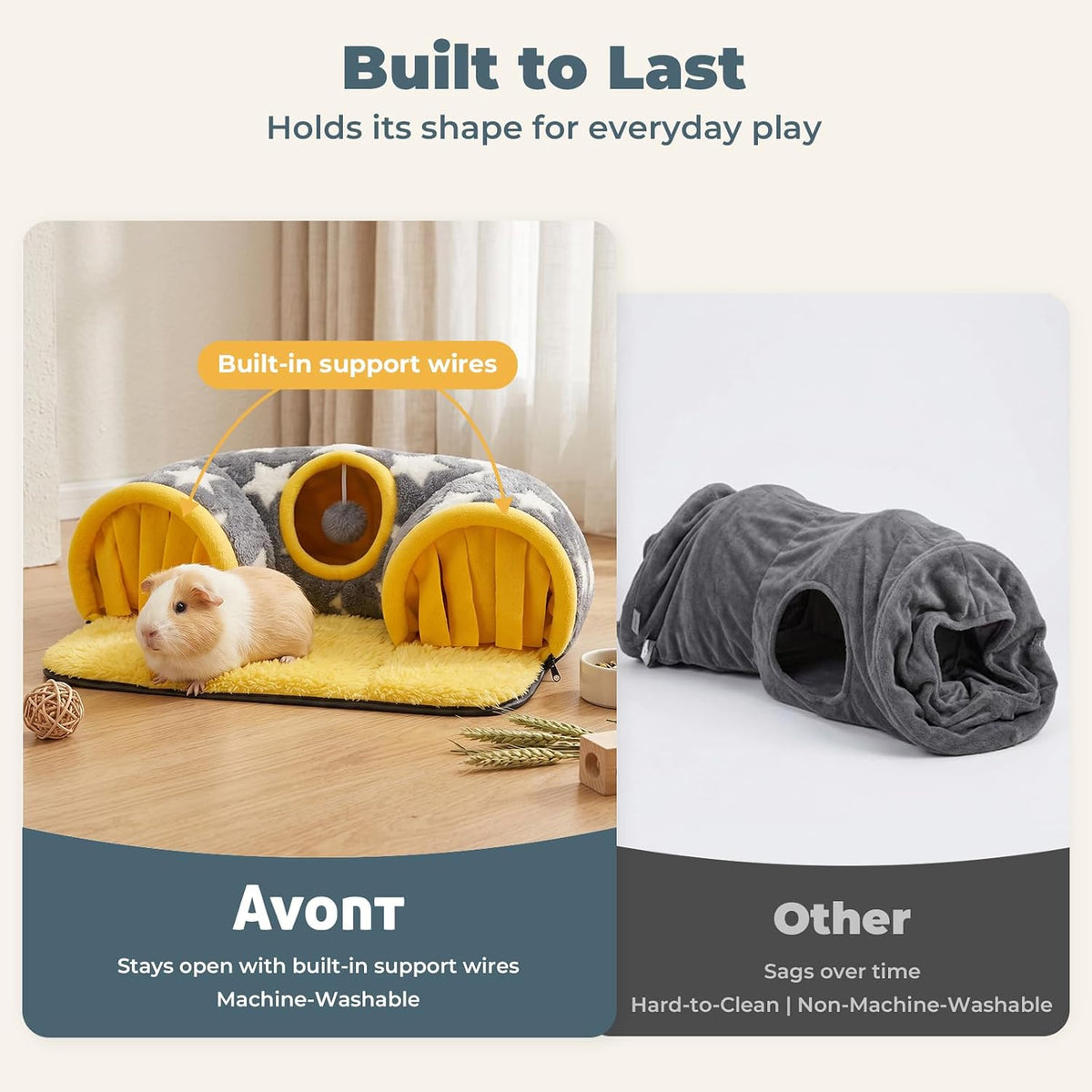 Guinea Pig Tunnel, Small Animal Hideaway Tube Toy