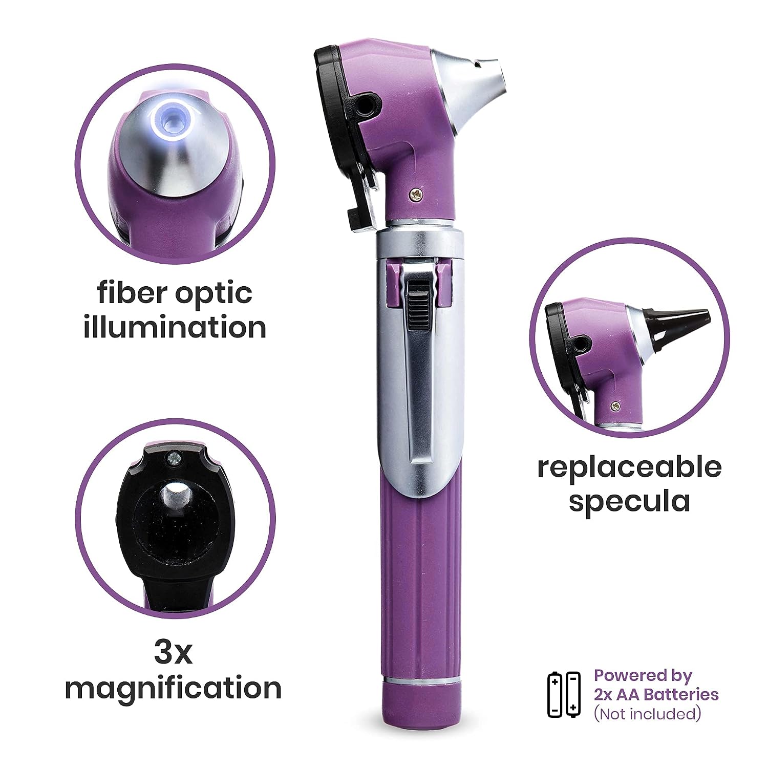 ZetaLife Otoscope - Ear Scope with Light, Ear Infection Detector, Pocket Size (Purple Color)