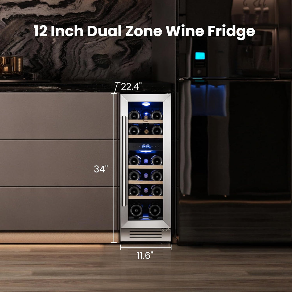12 Inch Dual Zone Wine Fridge with 17 Bottle