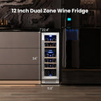 12 Inch Dual Zone Wine Fridge with 17 Bottle