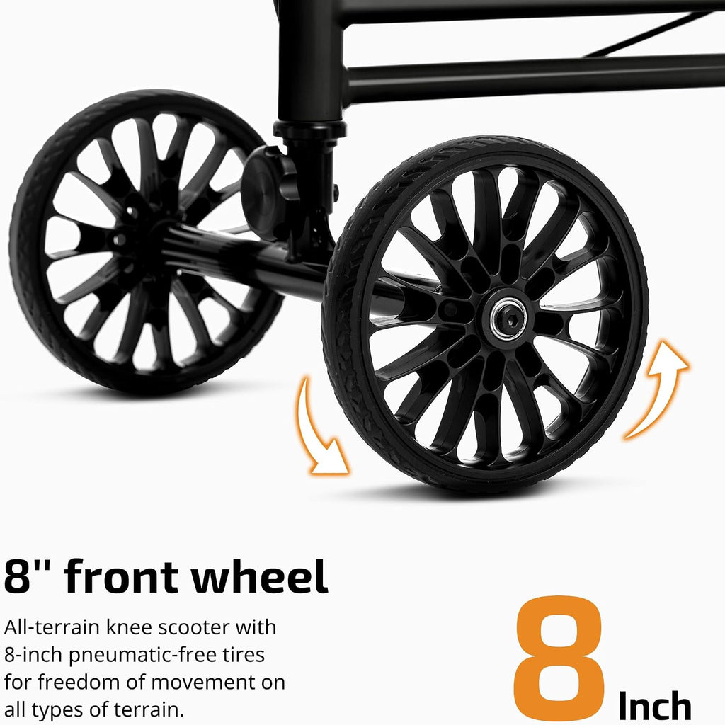 Steerable Knee Scooter Walker for Adults, Black