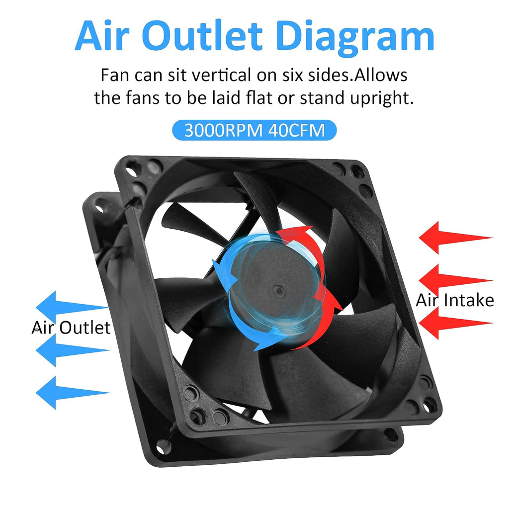 80x25mm12V DC High-Performance 2-Pin XH2.54 Electronics Cooling Fan 2-Pack