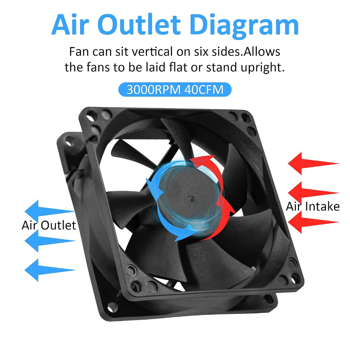 80x25mm12V DC High-Performance 2-Pin XH2.54 Electronics Cooling Fan 2-Pack