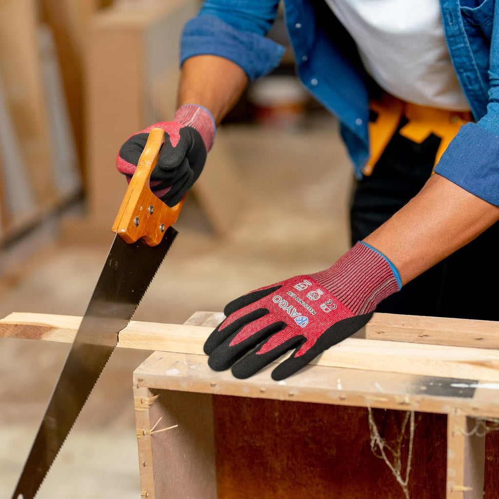 Cut Resistant Gloves Micro Finishing Nitrile Coated,Safety Work Gloves with Firm Grip,ANSI Cut A4,KG22N,Ideal for