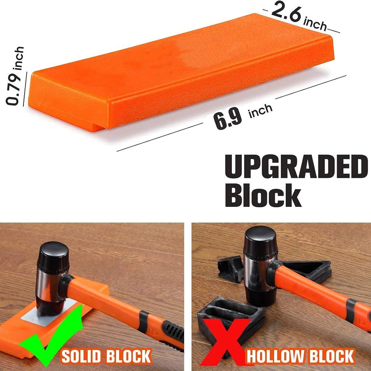 Laminate Wood Flooring Installation Kit, Tapping Block, Long and Wider Pull Bar, Double Faced Mallet and 40 Spacers