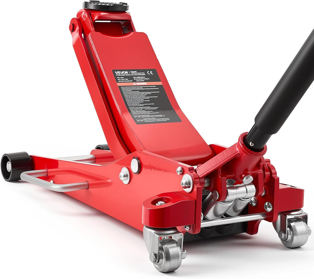 Low Profile Floor Jack 3 Ton Aluminum and Steel Racing Floor Jack with Dual Pistons Quick Lift Pump, Hydraulic