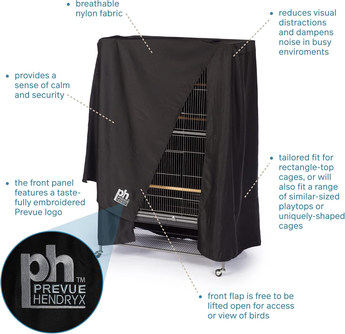 Large Bird Cage Cover - Black, Size Large