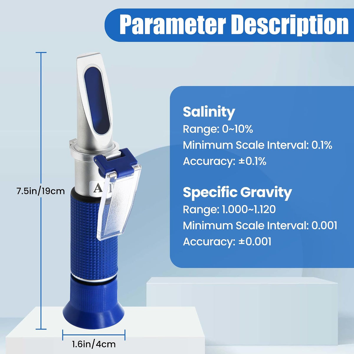 0-10% Salinity Refractometer 1.000-1.070 Specific Gravity Sea Water Tester with ATC Hand Held Refractometer for
