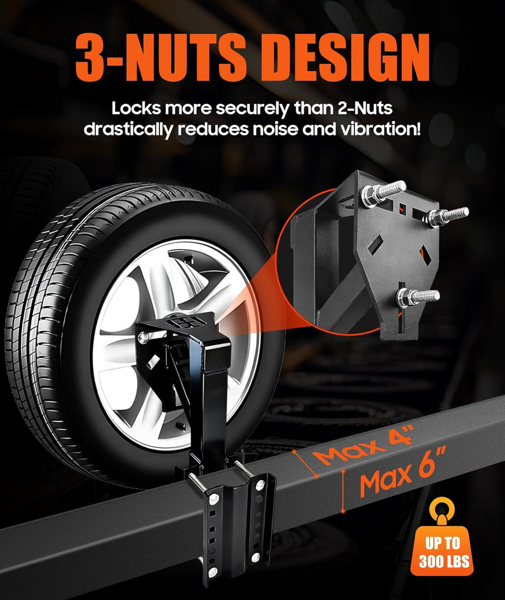 Rv Spare Tire Carrier, High Ground Clearance Heavy Duty Spare Tire Mount with 3-Nut Design, 300lb Capacity, (Fits