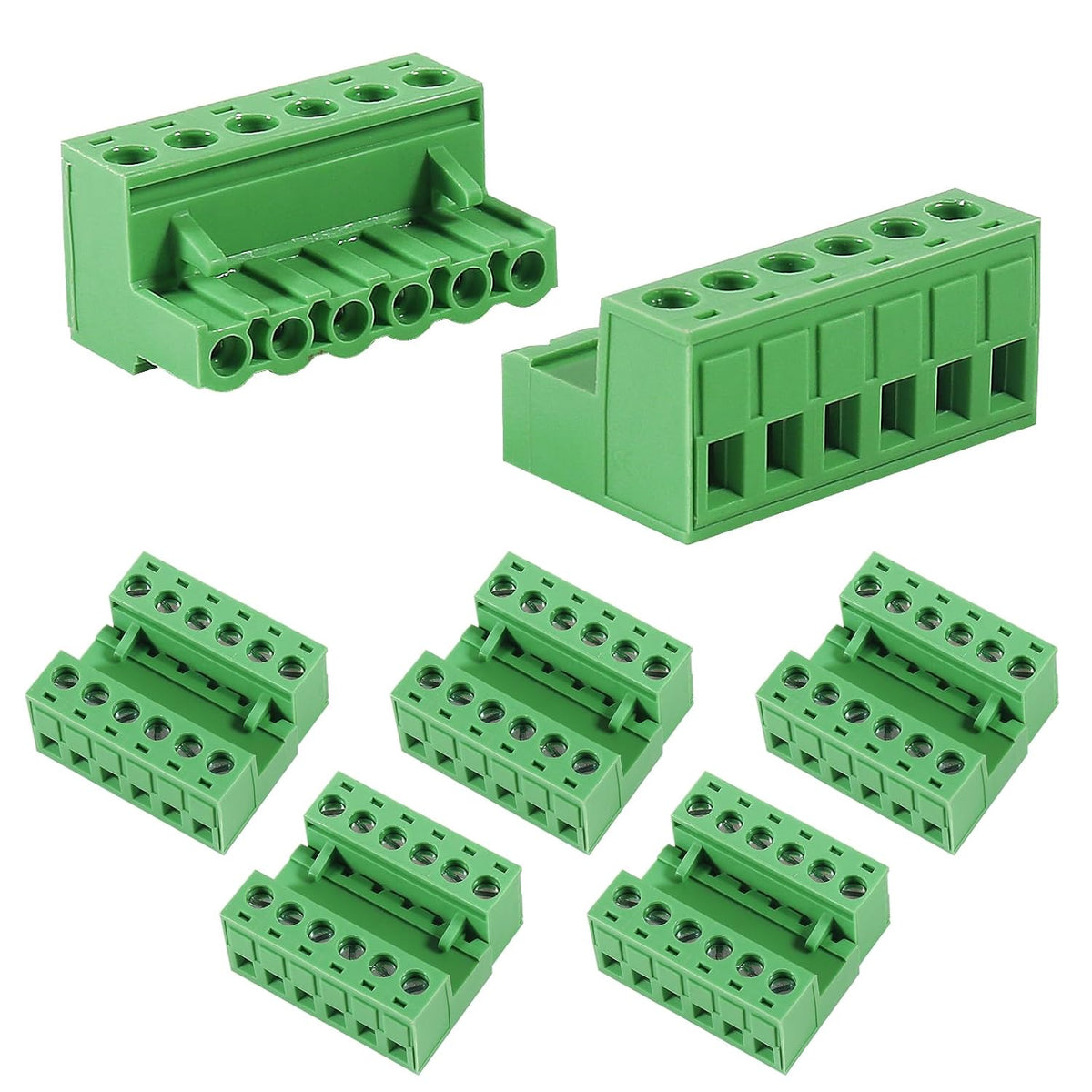5PCS 6 Pin 5.08mm Pitch Pluggable PCB Angle Screw Terminal Block Plug Connector Socket Panel Mount DIY with 5Pcs 6Pin Phoenix Plug