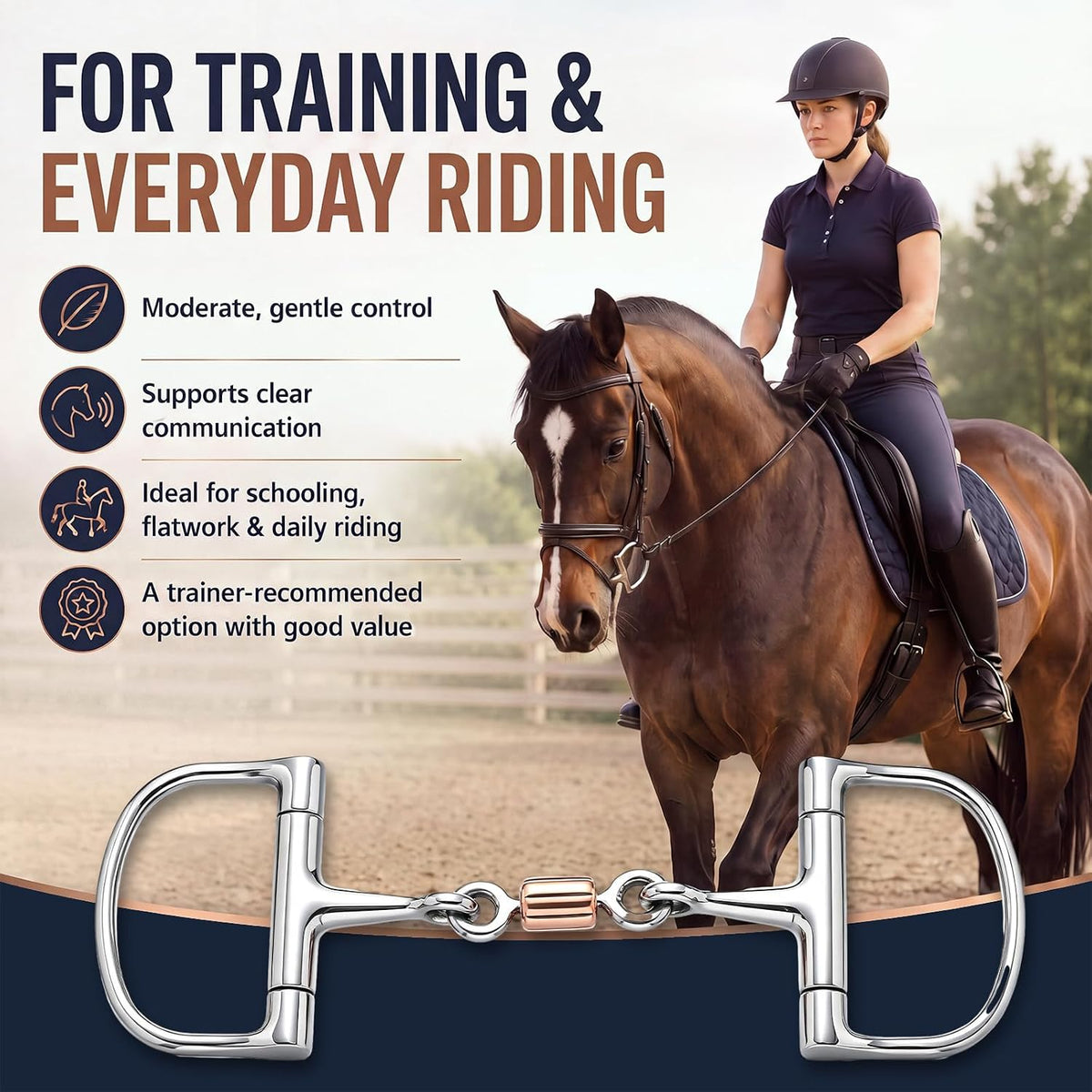 Horse Snaffle Bit Copper Roller D Ring Snaffle Bit