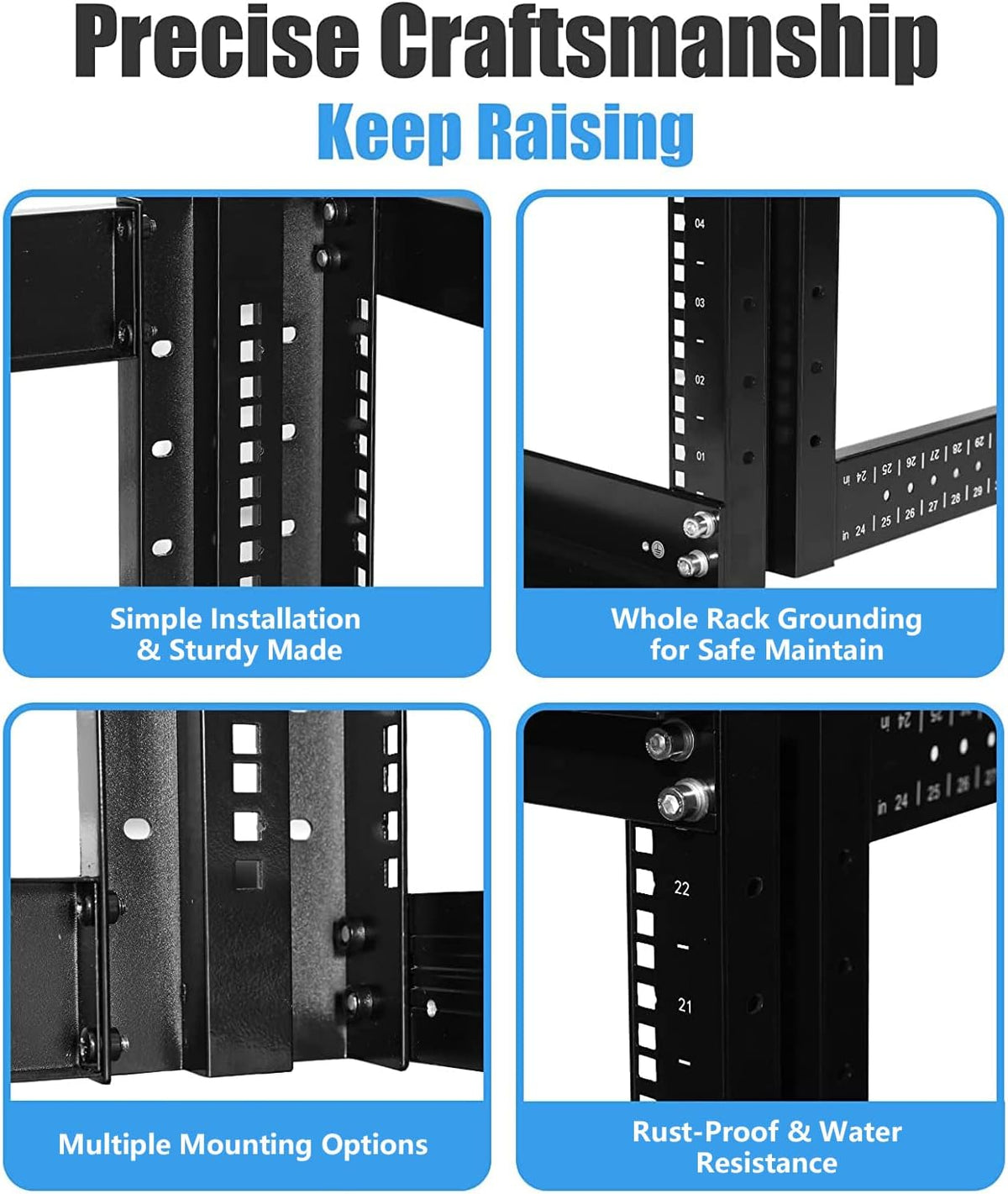 Server Rack 4 Post Open Rack Frame Rack Enclosure 19 Inch Adjustable Depth Aluminum (27U,56Inch Height)
