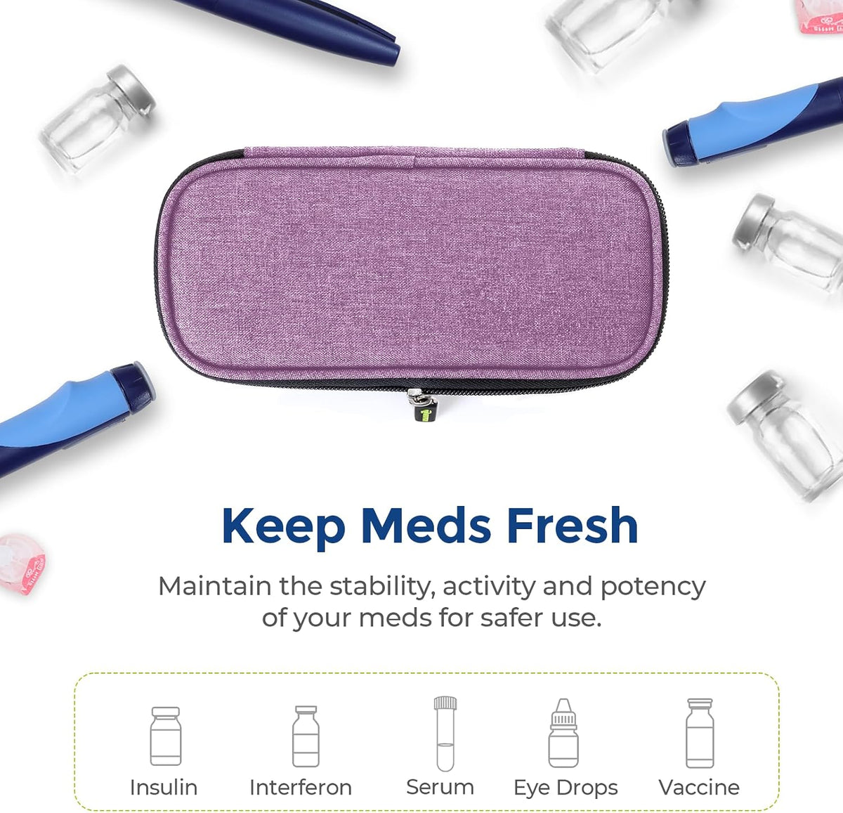 Lightweight Insulin Cooler Travel Case, 3-Layer Thickened Insulation