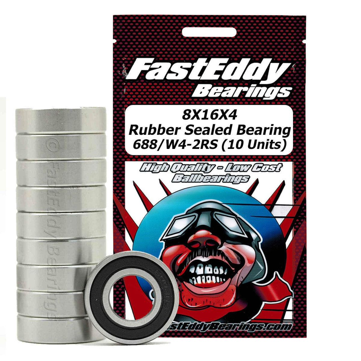 8X16X4 Rubber Sealed Bearing 688/W4-2RS 10 Units