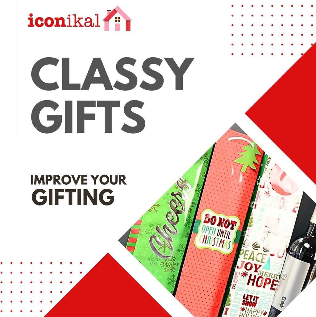 6-Pack Christmas Wine Bottle Gift Bags Heavy-Duty