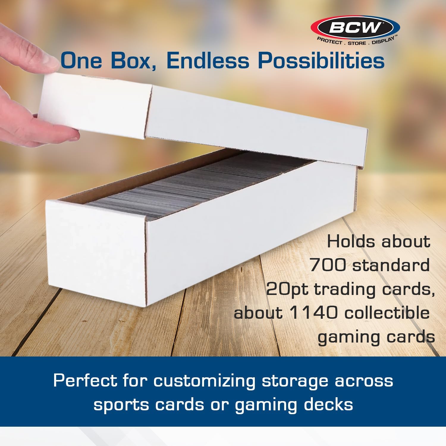 800 Count Trading Card Storage Box with Removable Lid | Durable 2-Piece Cardboard Card Organizer for Sports, MTG &