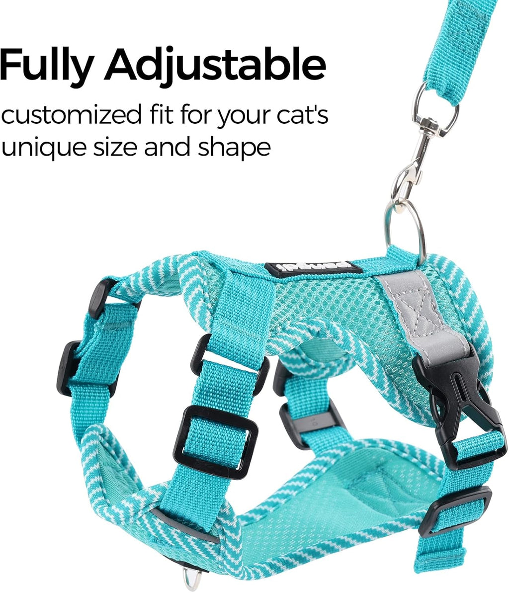 Cat Harness and Leash Set, Soft Mesh Cat Vest, Turquoise, XL