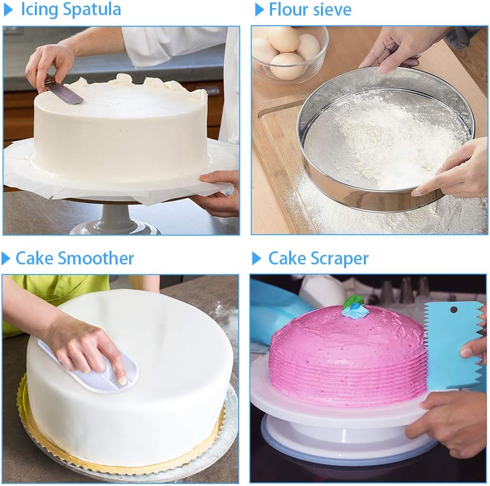 Cake Decorating Supplies,493 PCS Cake Decorating Kit 3 Packs Springform Cake Pans, Cake Rotating Turntable,48 Piping