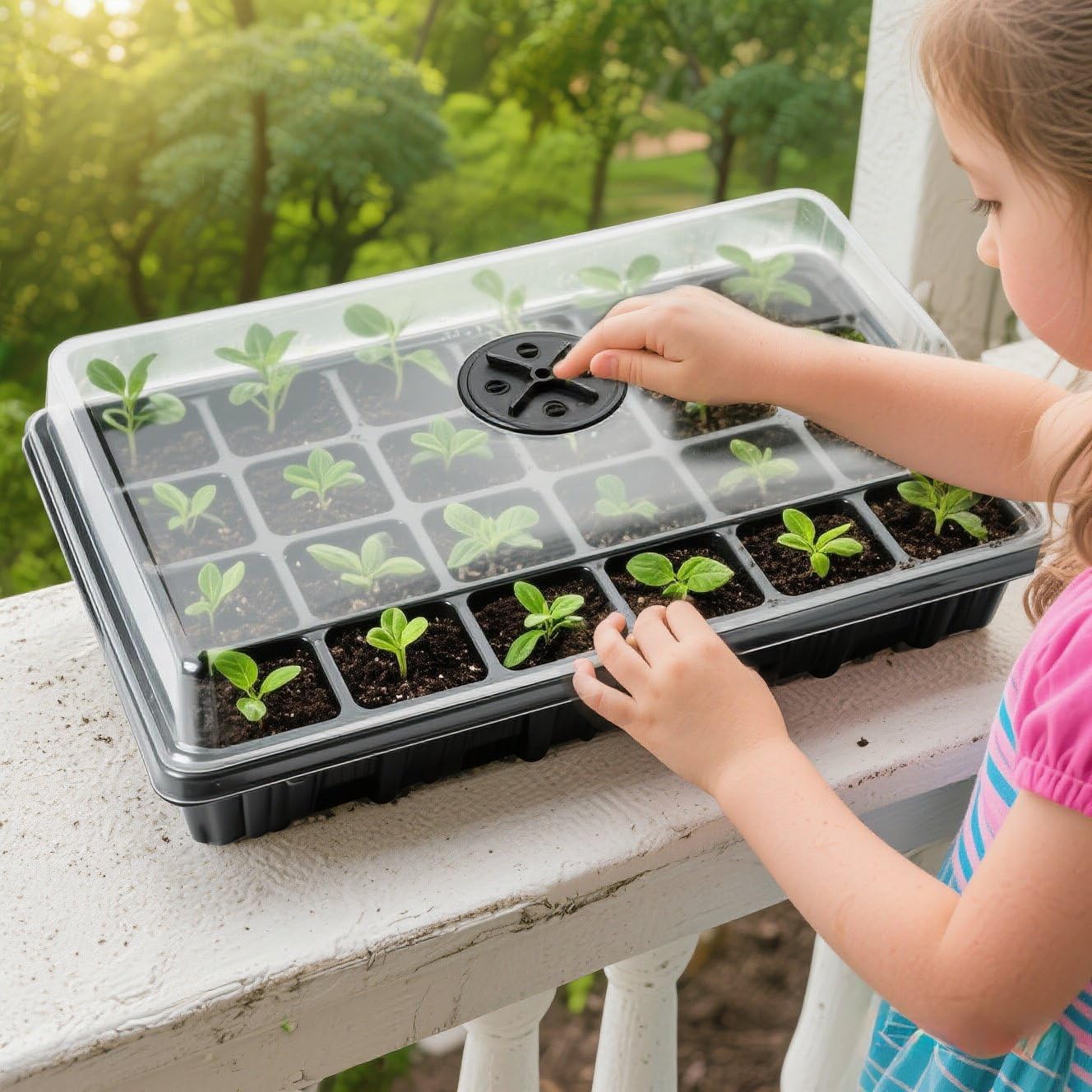 5-Pack Seed Starter Trays with Humidity Dome & Large 24-Cell Plug Trays | XL Cells Plant Germination Tray with Vented