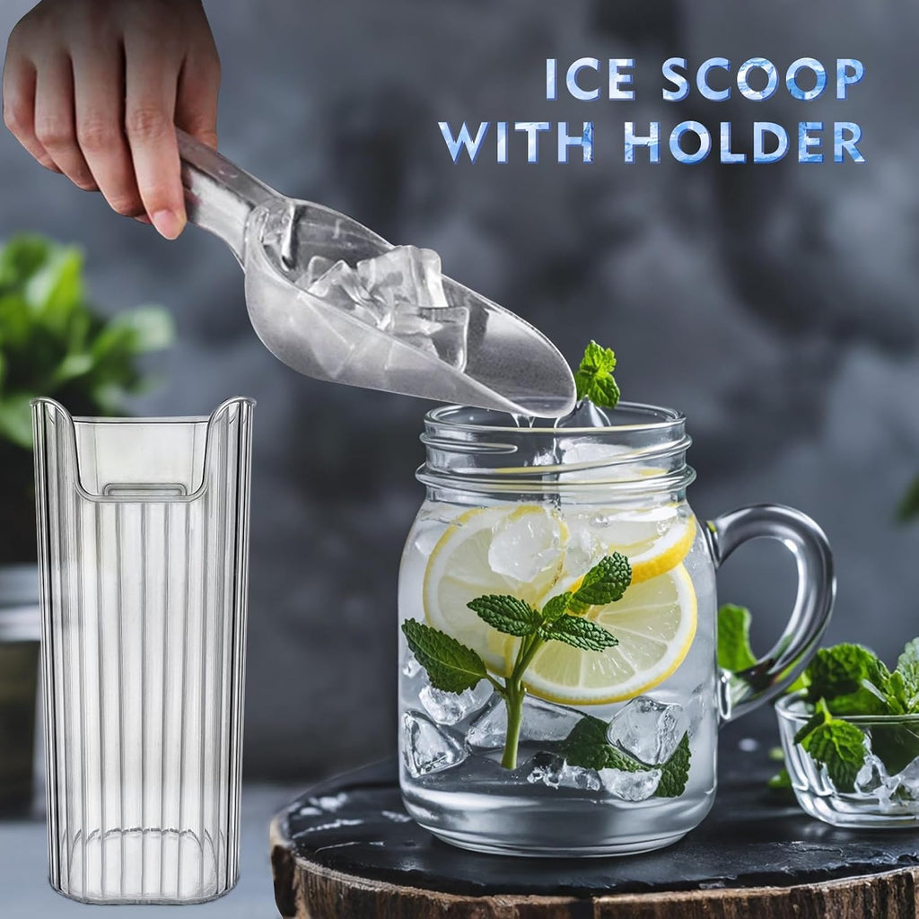 Ice Scoop With Holder - Removable Plastic Scoop for Freezer, Kitchen Countertop Ice Maker, Commercial Machine