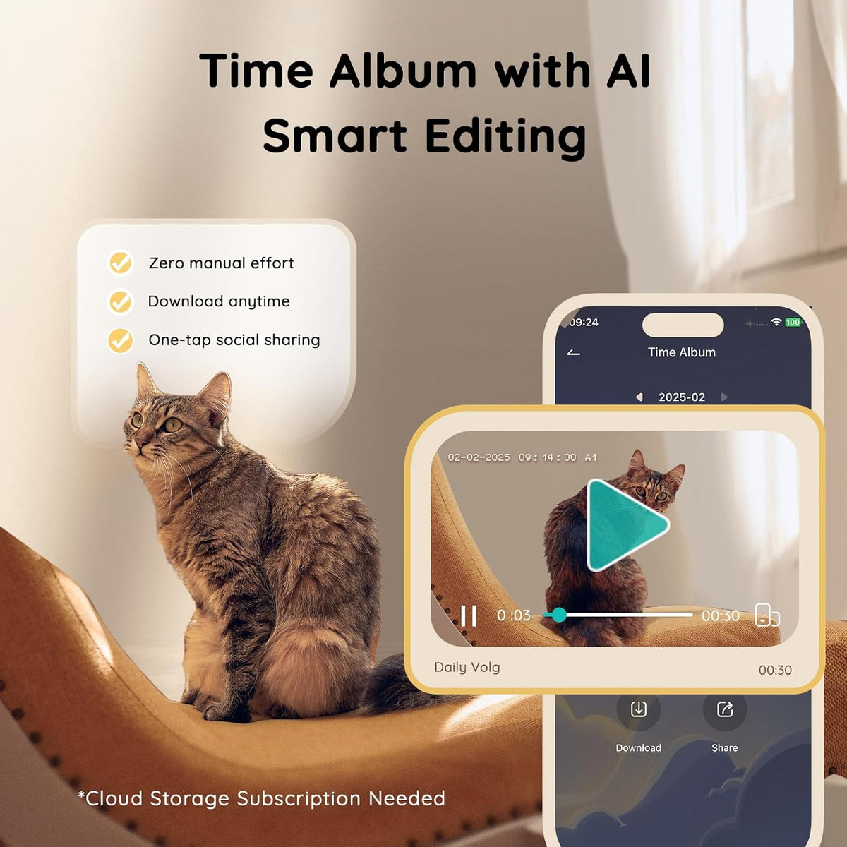 2K Pet Camera Treat Dispenser, AI Photo Album, Dog Camera with 360° Auto Tracking & 5G/2.4G WiFi, 2-Way Talk, Remote