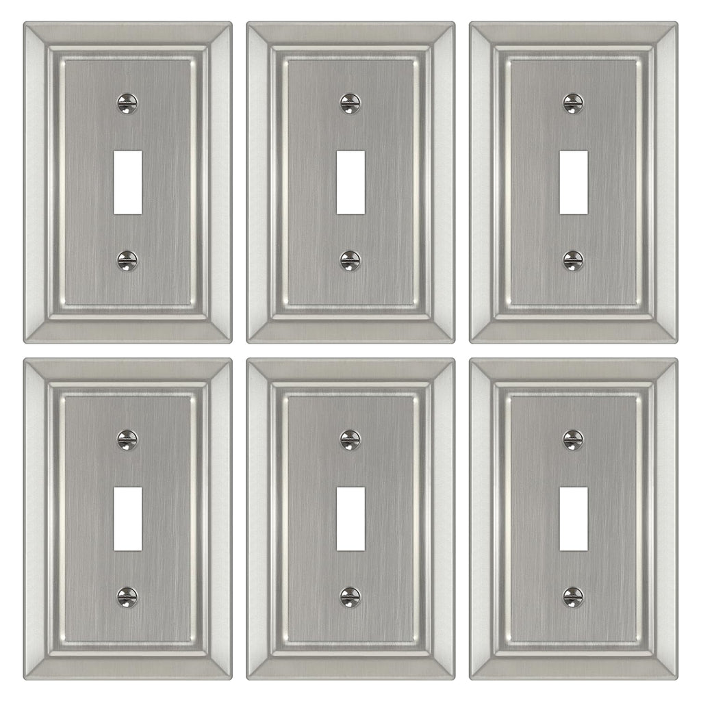 Metal Wall Plate for Light Switch, Applicable to Single Toggle, 6 Pack