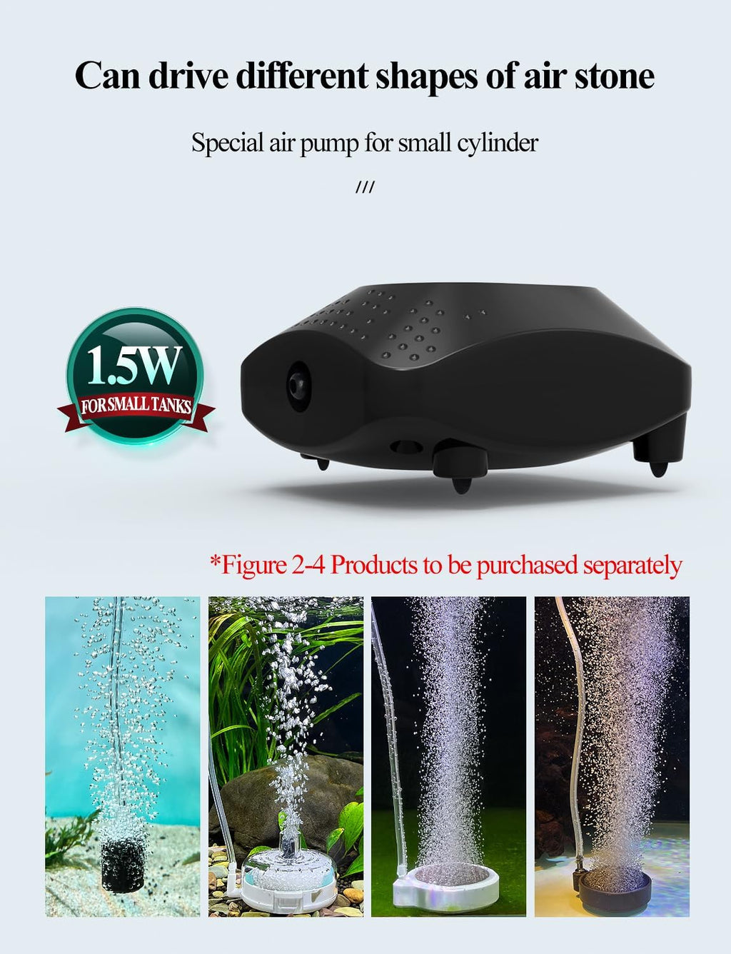 Aquarium Air Pump, Fish Tank Aerator with Accessories(20-100Gal) | Single Outlet, Delivers Stable Oxygen, Powerful