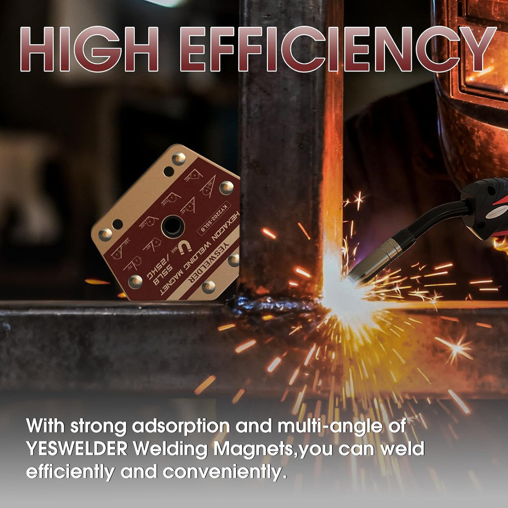 YESWELDR Hexagon Welding Magnets, 25 lb & 55 lb & 110 lb 6PCS | strong magnetic holding support, workpiece