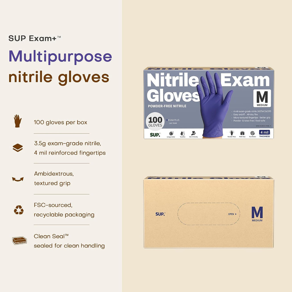 Powder-Free Nitrile Exam Gloves, 100/1000 Ct Food Safe Latex-Free Medical Cooking Cleaning Disposable Glove, Blue Violet